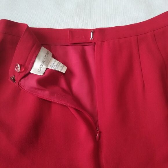 Vintage Casual Corner Bright Red Classic Above Knee Length Pure Wool Mark Skirt - Picture 15 of 15